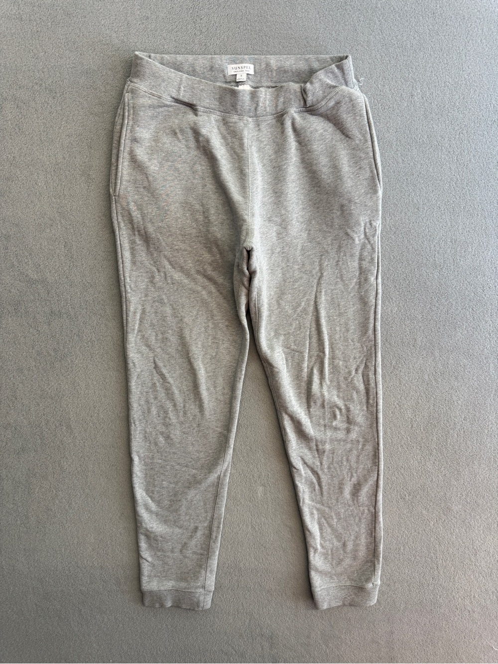 Sunspel Loopback Sweatpants Small Women's Gray Tapered Leg Lounge Terry Cotton